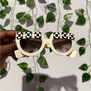 Prada Cream and Black Floral Sunglasses